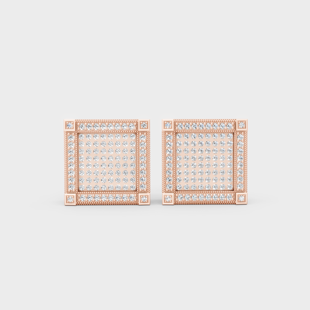 Brilliant Lab Created Diamond Men’s Stud Earrings In Rose Gold Fine Jewelry